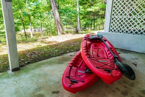We have 2 kayaks that you can use in the lake!