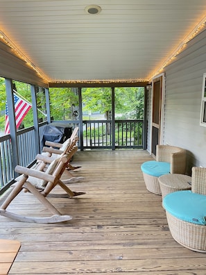 Porch with the view on Lake Sunapee