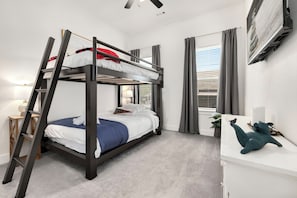 Our second bedroom has a bunk bed with Queen size mattress.