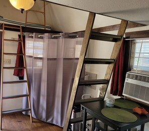 Soltow cabin in-room toilet and sink with curtain