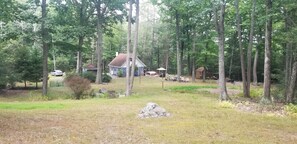 View of the property and the cabin from the hillside above.