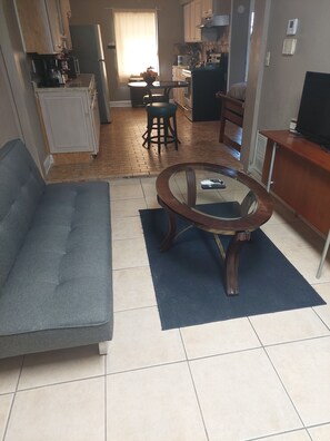 Living space and kitchen
