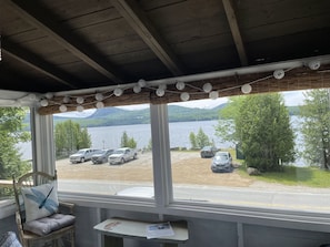 Lake and mountain views from the sun porch.