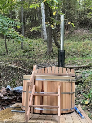 Wood fired hot tub