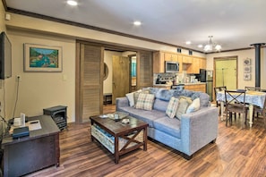 Living Room | Single-Story Cottage | Additional Vacation Rentals On-Site