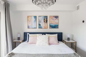 King bed in the primary bedroom