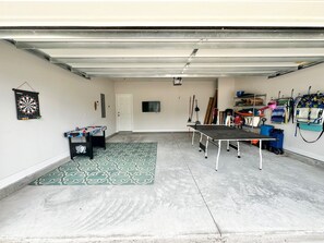 Game room built-in the garage....