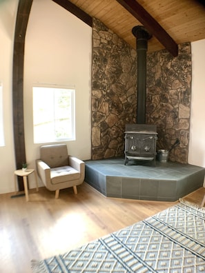 cozy wood burning stove (firewood supplied)