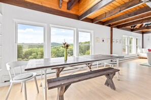 dining table with room for 12 (extension table and chairs can seat 16)