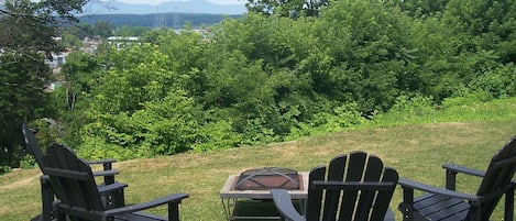 The gorgeous view from our back yard and note the firepit!