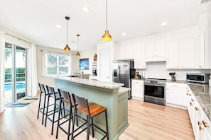 Our beautiful renovated kitchen. Brand new oven range with silky blue interior.