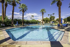 Main resort pool, heated at 83 degrees all year round.