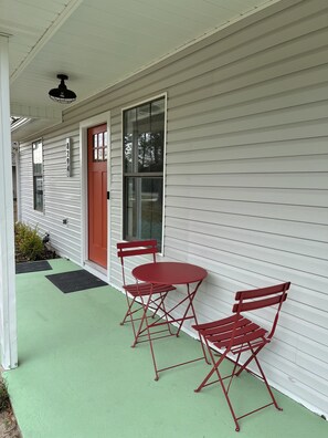 Porch area with seating for two
