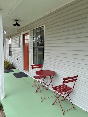 Porch area with seating for two