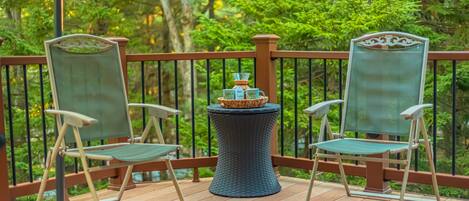 Relax and enjoy the feeling of being in the trees on the large front upper-level deck; you will certainly see some Pocono wildlife
