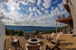 Make great memories around the fire pit!! With a mountain lake view for miles!!