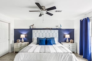 The master bedroom has an ultra-comfortable King-sized Purple mattress.