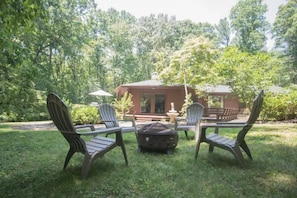 Firepit with firewood is available for use on cool evenings.