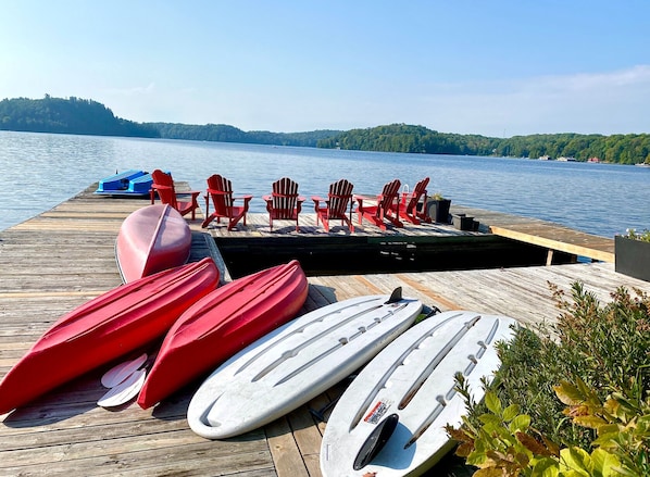 Private dock with water toys available with rentals.