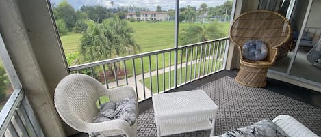 The East facing lanai makes for a great spot for morning coffee.