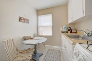 Cozy dine-in kitchen with table for 2.