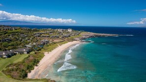 View of Oneloa Bay aka Ironwoods looking toward The Pearl at Kapalua Bay Villas