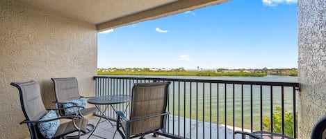 Covered balcony on the beautiful intercoastal waters