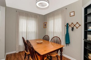 Gather around and enjoy meals together in a warm, welcoming dining space. Whether it’s a quick breakfast or a special dinner, it’s the perfect spot to connect and share good food.