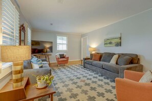 Walk into the living room.