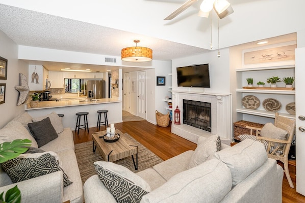 Cozy Living Room with Fireplace
