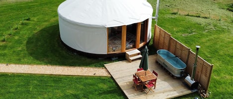 Luxury Yurts with the unique Hippie Hot Tub and space to relax