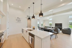 Sleek and modern kitchen bar space