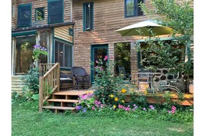 Front porch with seating and grill