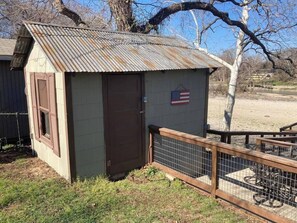The boat house is filled with tubes, noodles, life jackets, paddles for the kayaks, and umbrellas to enjoy the river!  
