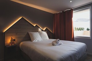 Drift to sleep in the double bed after a wonderful day outside.