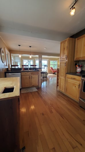 Main Kitchen - and  when entertaining, enjoy the views of the lake!