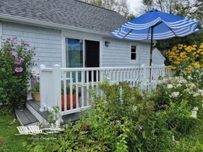 Umbrella and garden view