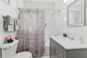 Bathroom with deep tub for relaxation
