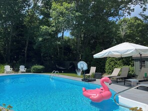 Heated, saltwater pool