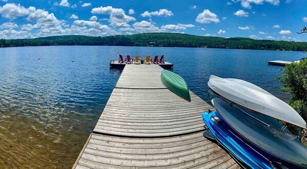 Private dock. End of the dock depth around 10-12 feet.Shallow entry to the water