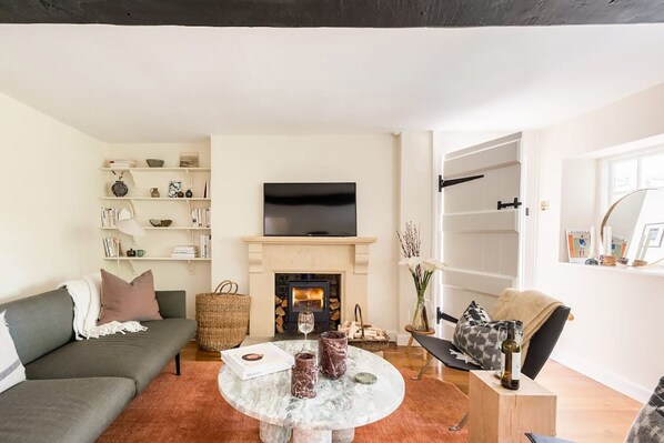 Living room and wood burning stove