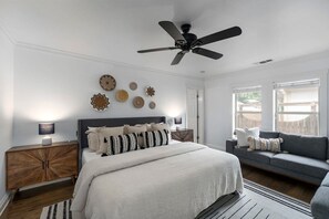 Master bedroom + king bed.