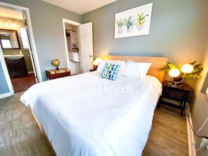 Escape to our cozy and elegant bedroom, a haven designed for restful nights and peaceful slumber.