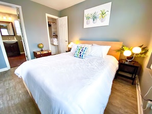 Escape to our cozy and elegant bedroom, a haven designed for restful nights and peaceful slumber.