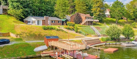 View of the dock from the lake. 