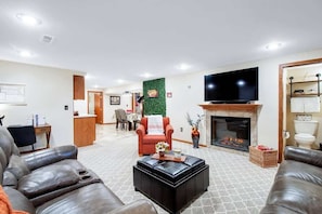 Basement Family Room with Electric Fireplace