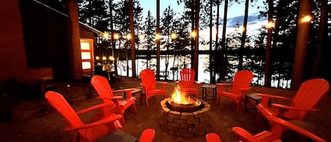 fire pit features Solo Stove Yukon and lake views