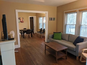 Living room from front door into dining room