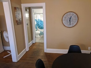 bathroom from dining room