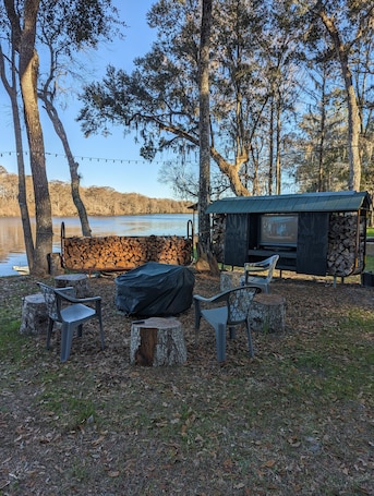 Fire pit with outdoor theater
